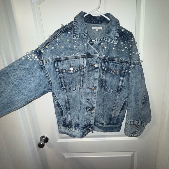 Pearl & Rhinestone Denim Jacket - Picture 2 of 3